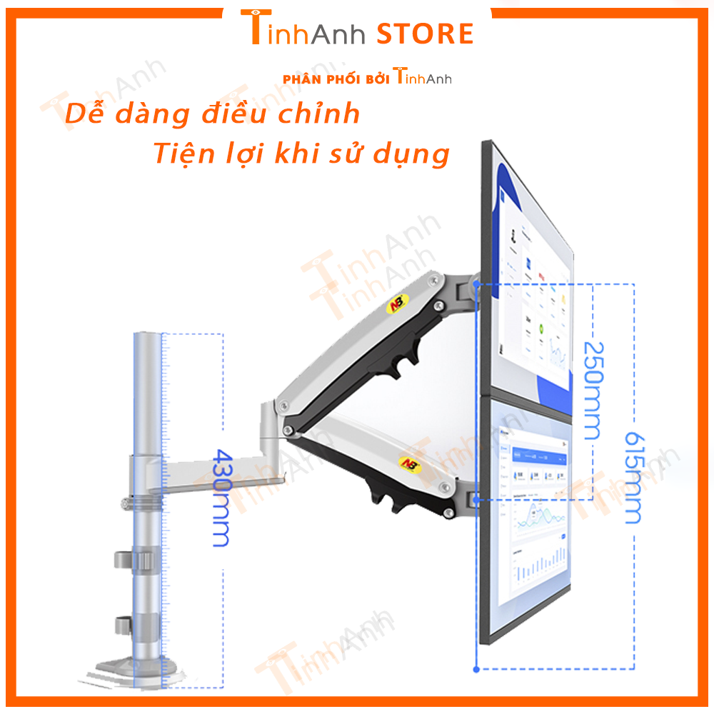 Giá Treo 2 Màn Hình NB-H180 22-32 Inch New 2021 Gắn Bàn Xoay 360 Độ - Hàng Nhập Khẩu