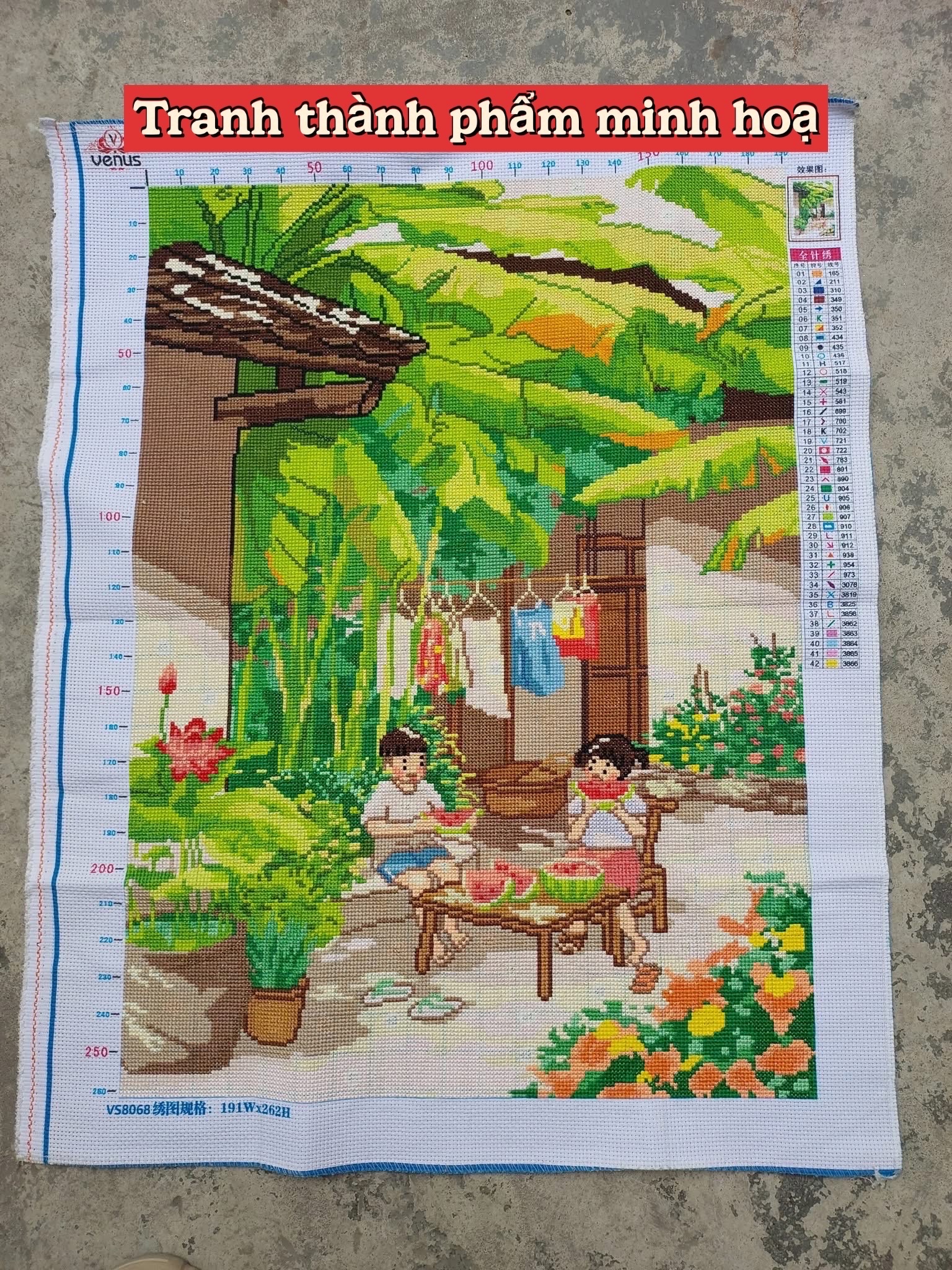 Tranh thêu kín Hạnh phúc bình yên vs8068, kích thước 50 x 68 cm