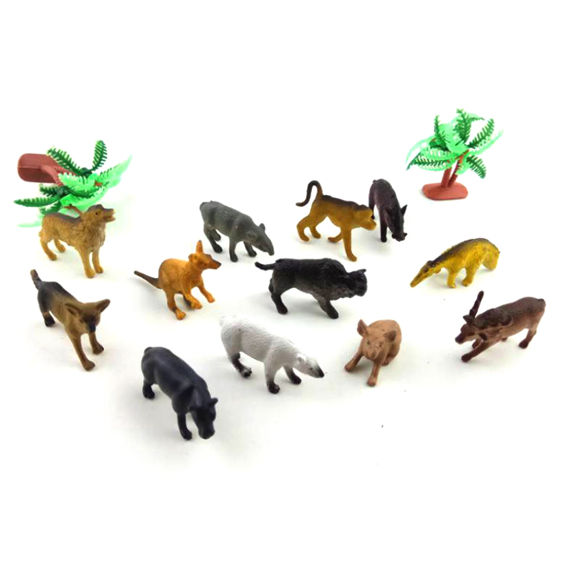 Bộ 12 đồ chơi sở thú kèm cây trang trí New4all Animal World cho bé 2-4 tuổi
