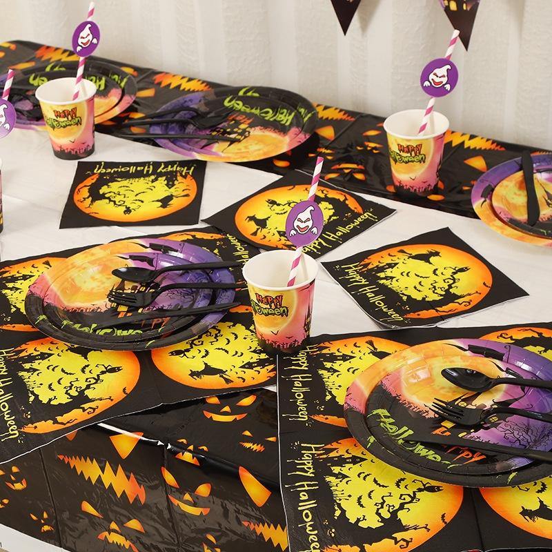 Bộ Cốc Đĩa Giấy Chủ Đề Halloween 2022 Trang Trí Tiệc Sinh Nhật