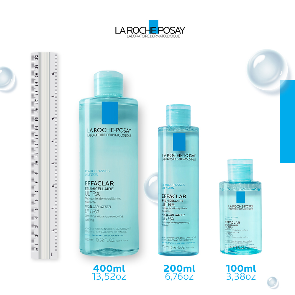 Nước Tẩy Trang Làm Sạch Sâu &amp; Kiểm Soát Bã Nhờn Cho Da Dầu Nhạy Cảm La Roche-Posay Micellar Water Ultra Oily Skin 400ml