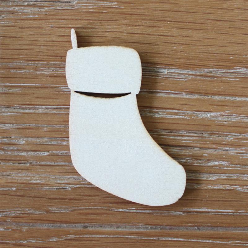 25pcs Santa Boot Wooden Shapes Cutout DIY Crafts Christmas Hanging Decor