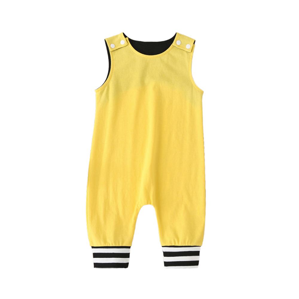 Áo liền quần cotton mùa hè không tay nút bấm cho bé