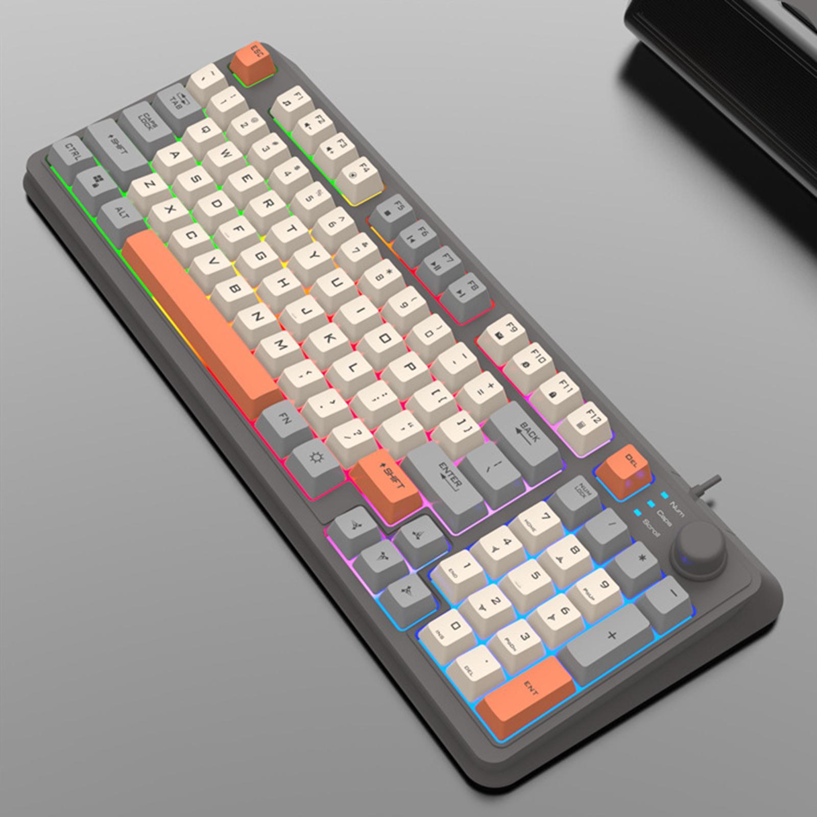 RGB Gaming Keyboard 94 Keys Compact USB Wired Keyboard for Windows PC Gamers