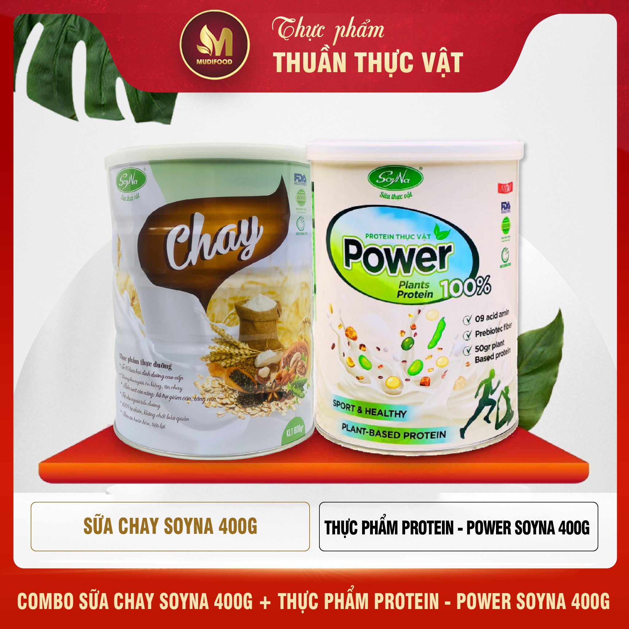 Combo Sữa Chay - Power 400g Soyna, Tặng 2 Ly Thủy Tinh Có Vạch Chia ml