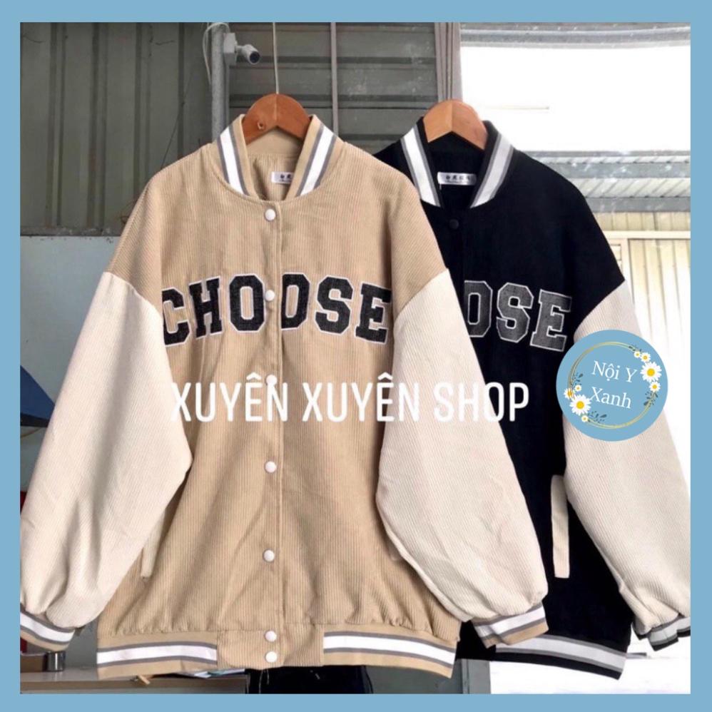 Áo khoác bomber nam nữ thu đông choose, vải nhung tăm 2 màu năng động ulzzang chất đẹp chất xuất dư