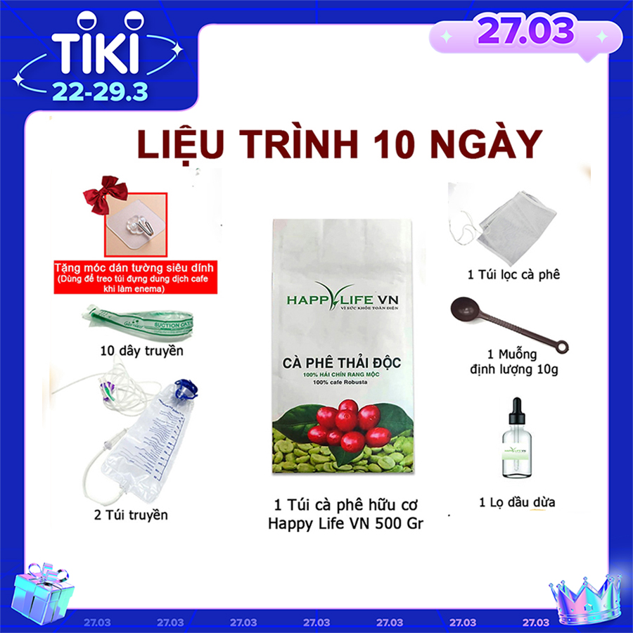 Bộ Thải Độc Đại Tràng Bằng Cà Phê Hữu Cơ - Liệu Trình 10 Ngày (Coffee Enema)