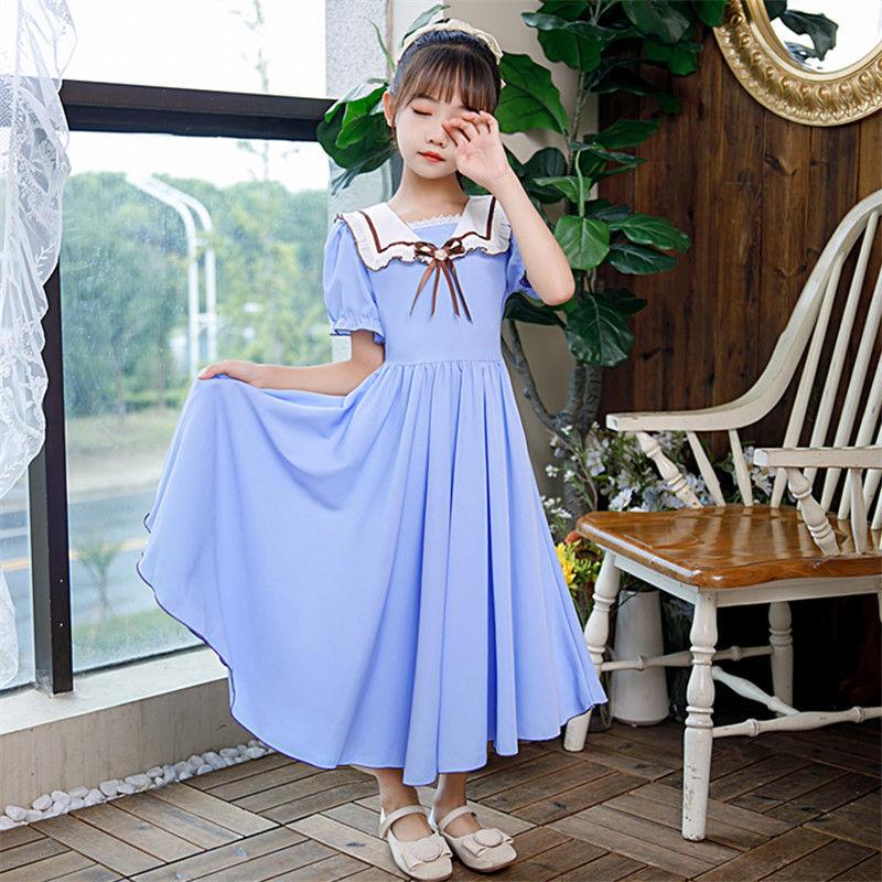 CHENGRUI Cô gái búp bê cổ Pháp ngọt ngào đầm Mid-boy siêu tiên khí chất thiếu nữ hải quân cổ váy đầm dài
