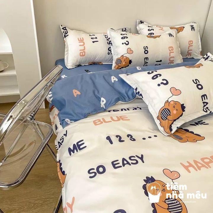 Bộ Chăn Ga Gối Cotton 3Dm6/m8/2m-Tiệm Nhà MêuSet 4 Món 2 Vỏ gối ,drap , vỏ chăn Hoa Lá Thoáng mát Mềm Mịn Cao Cấp