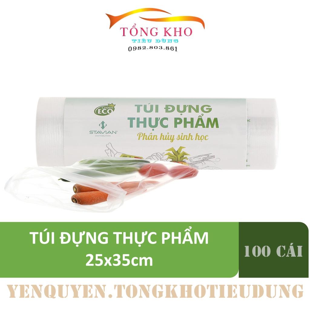 Túi đựng thực phẩm, túi đựng thực phẩm tự hủy sinh học cuộn 100 túi 25*35cm