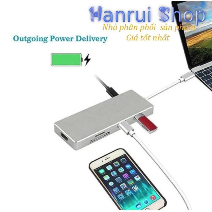 Cổng chuyển đổi đa năng Type C 7 in 1 cho Macbook HDMI 4K, usb, thẻ nhớ - AsiaMart