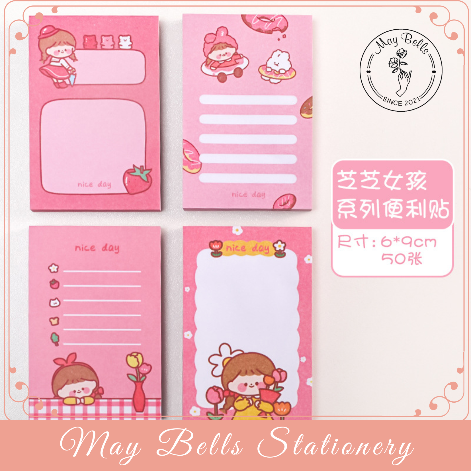 Note Ghi Chú Thỏ Hồng Dễ Thương, Tệp Note Ghi Nhớ To Do List, Note Sticker Chủ Đề Màu Hồng Hot Trend 50 Tờ Có Keo