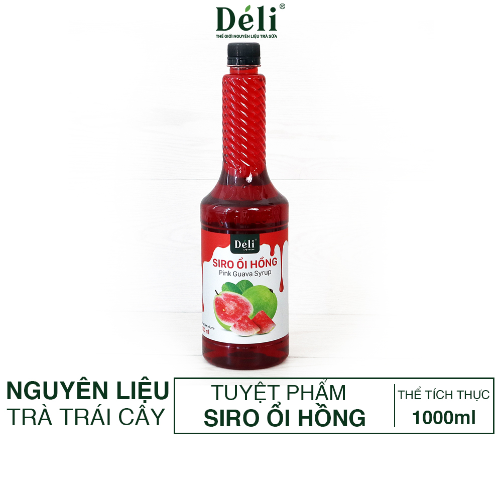 Siro ổi hồng Déli - 1 lít - đậm đặc, chuyên dùng pha chế trà trái cây, soda