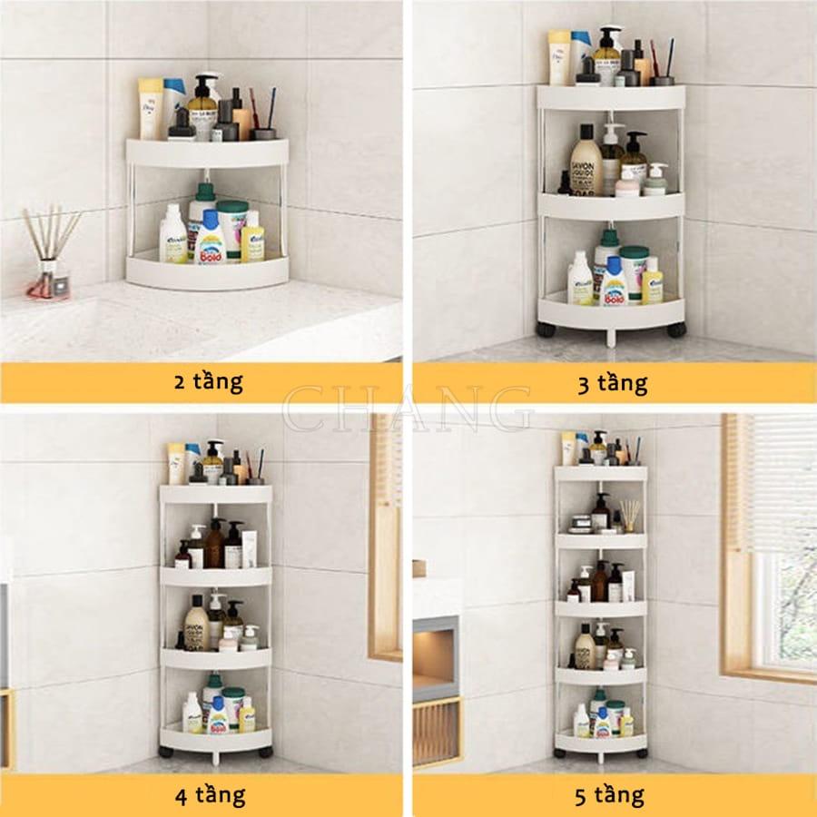 Kệ Nhà Tắm Nhà Vệ Sinh Đa Năng 4 Tầng Khung Kim Loại Cao Cấp, Kệ Nhà Vệ Sinh Để Góc Tường Có Bánh Xe Chịu Lực Tốt