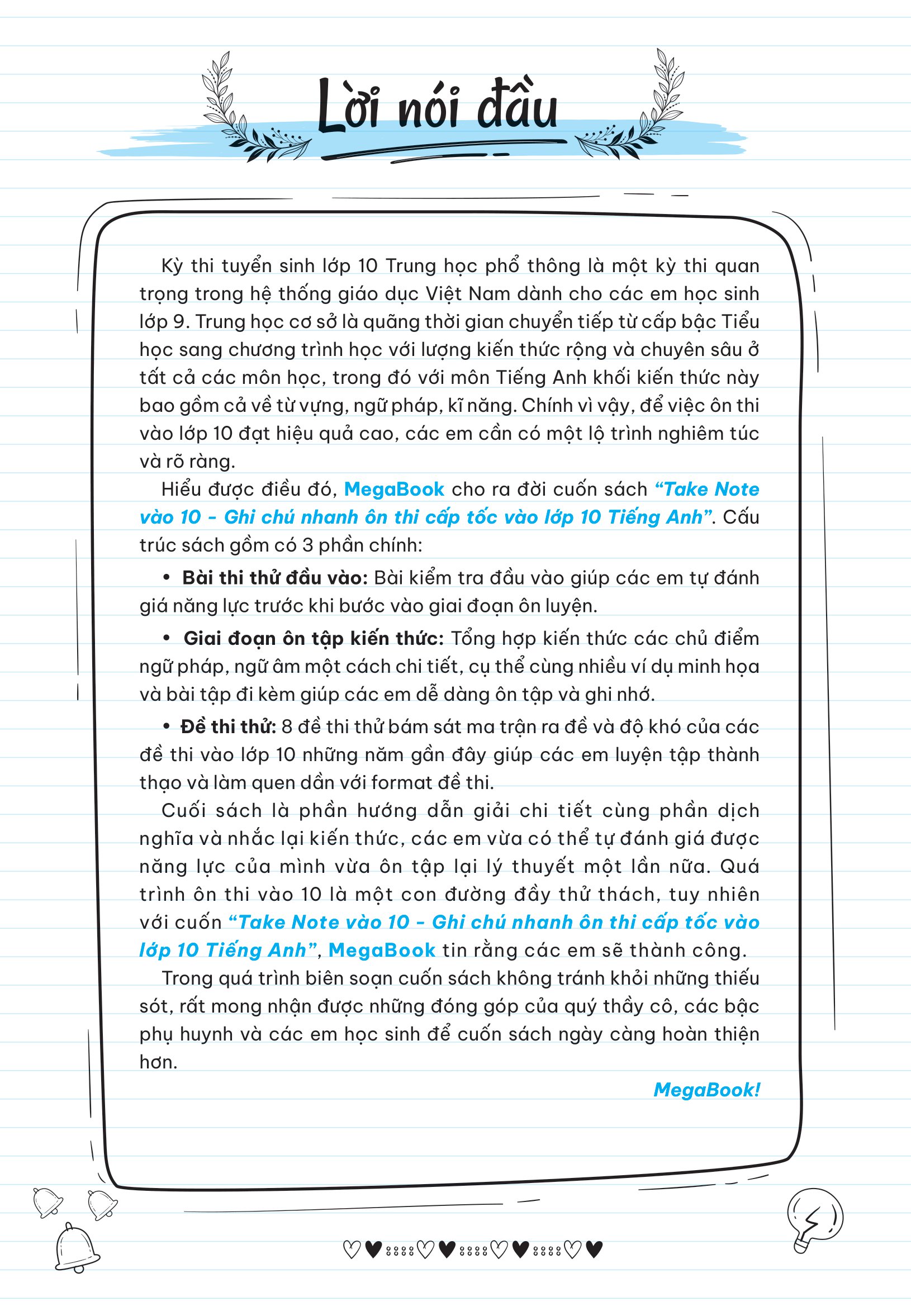 Take Note Vào 10 - Ghi Chú Nhanh Ôn Thi Cấp Tốc Vào Lớp 10 - Tiếng Anh (MGB)
