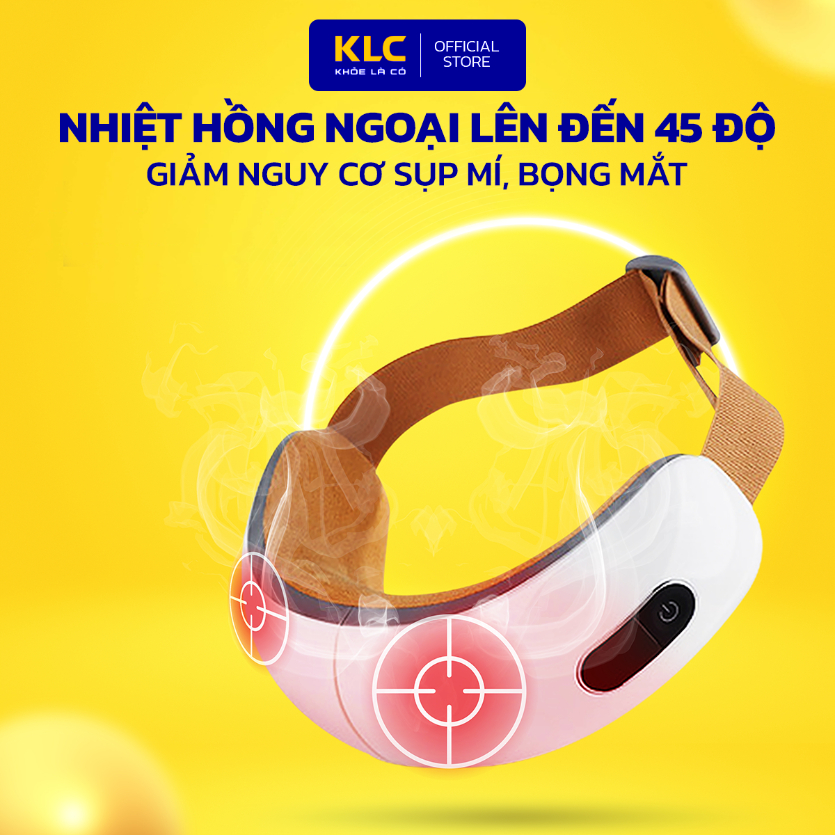 Máy Massage Mắt Cao Cấp KLC công nghệ nhiệt hồng ngoại, phát nhạc MP3, giúp dễ ngủ giảm stress