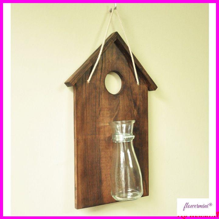 Giỏ hoa lá giả treo tường bằng gỗ trang trí nhà cửa, ban công, cầu thang, tiểu cảnh, decor nhà hàng, quán cà phê độc đáo