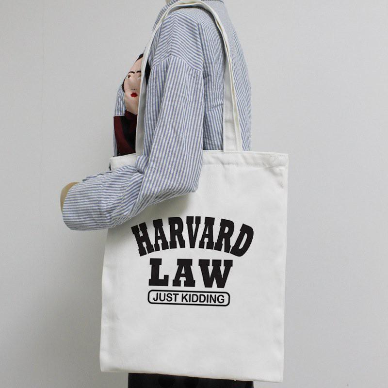 Túi tote vải canvas unisex in chữ Havard Law cá tính