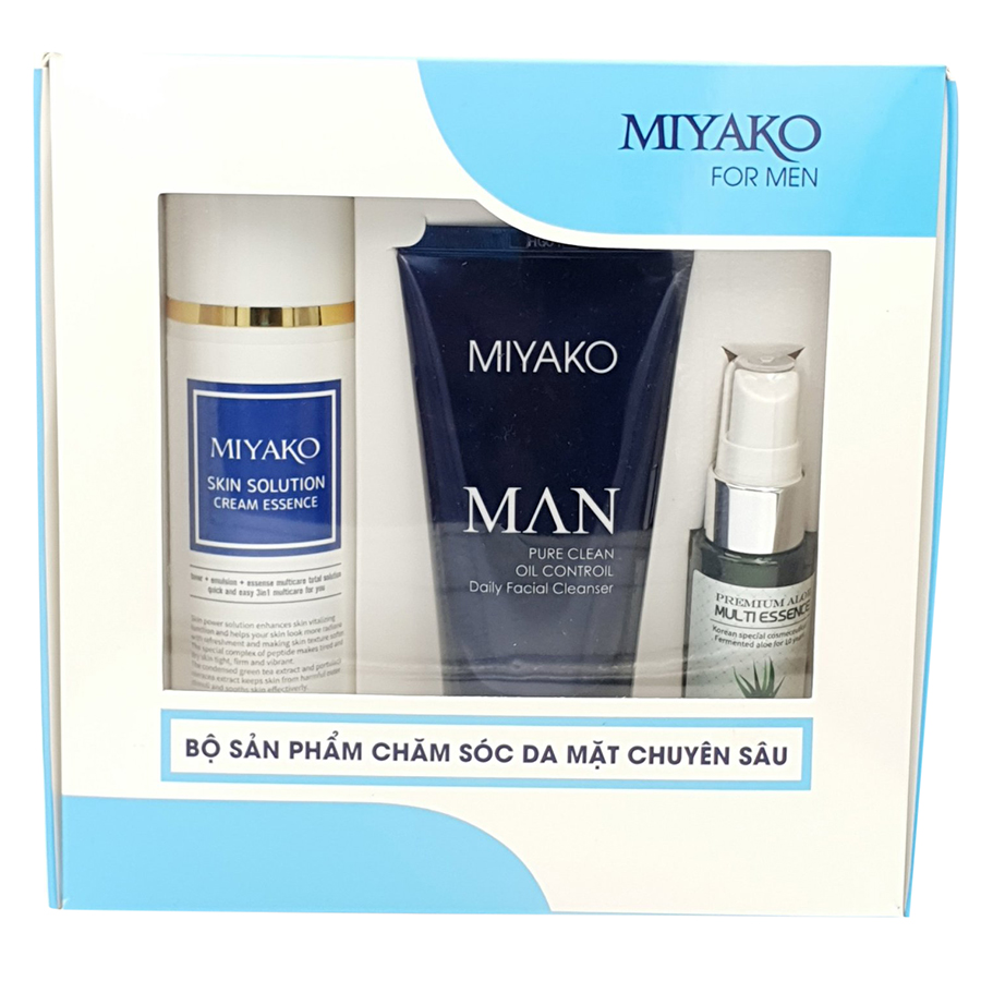 Combo 3 Sản Phẩm Chăm Sóc Da Mặt Chuyên Sâu Miyako Dành Cho Nam