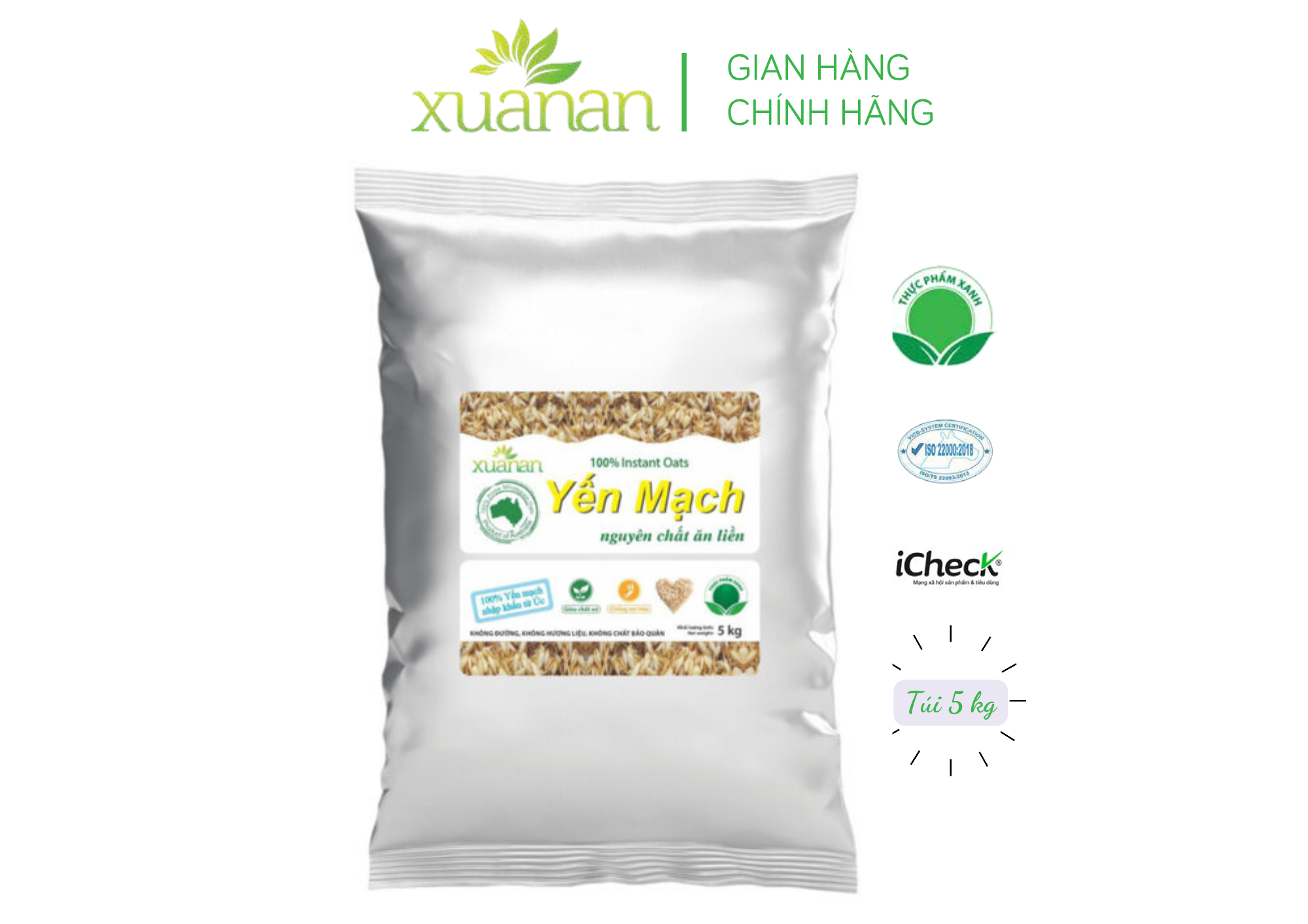 Yến Mạch Nguyên Chất Ăn Liền Xuân An Túi 5Kg