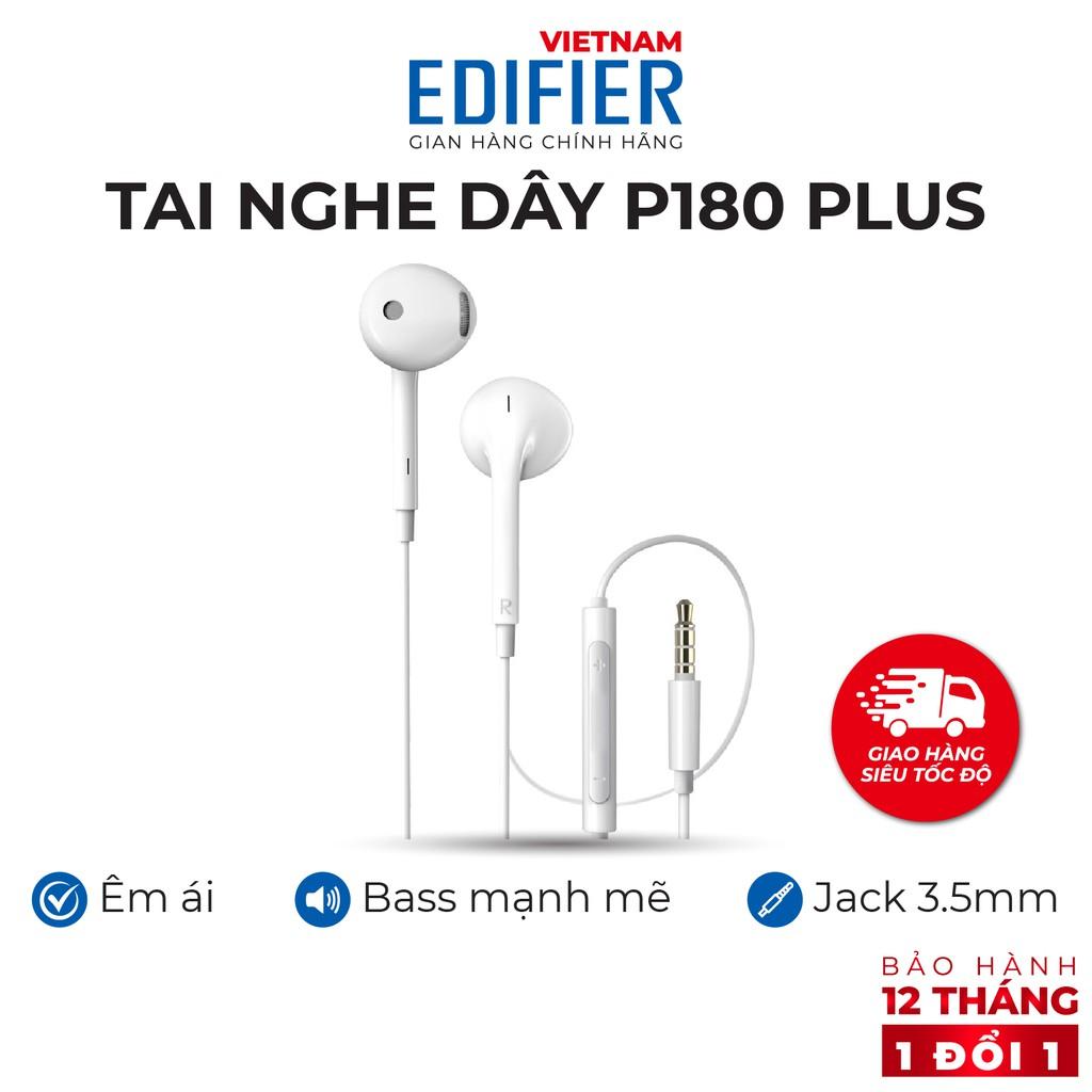 Tai nghe nhét tai có dây EDIFIER P180 PLUS Chân cắm 3.5 Chất liệu TPE dài 1.3m - Hàng chính hãng