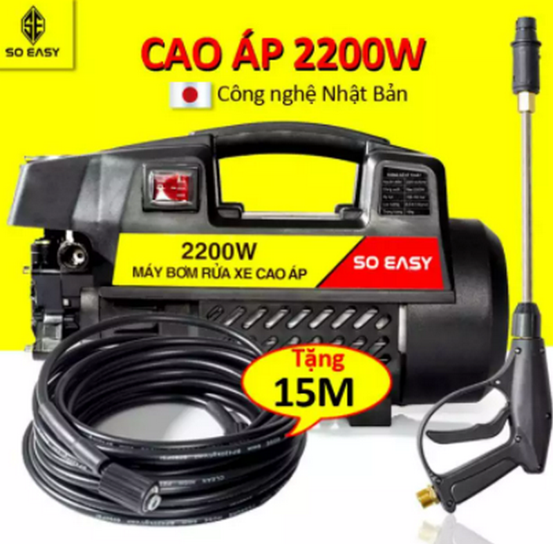 Máy rửa xe gia đình, may rua xe công suất mạnh 2200W, may rua xe mi ni, máy rửa xe áp lực cao, máy xịt rửa xe dễ dàng sử dụng, ống bơm nước 15m, vòi bơm áp lực cao