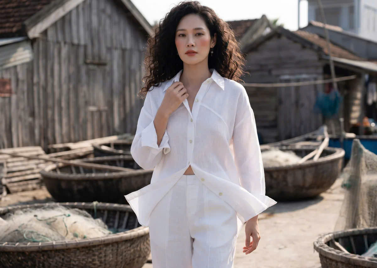Áo Sơ Mi Oversize Linen Trắng Sương Top175 Thời trang Hity