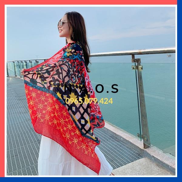 -Khăn choàng cổ Boho thổ cẩm 90x190cm chất Linen thổ cẩm - Phá cách thời trang ấn tượng- Qùa tặng 20/10-quà