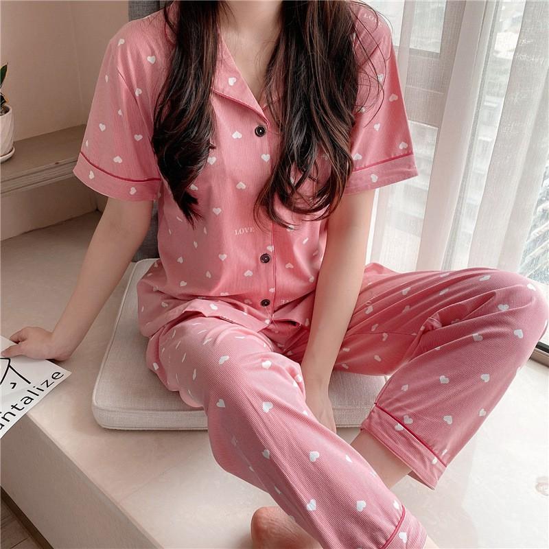 Pijama, Bộ Ngủ Nữ cotton ngắn tay quần dài BNND04