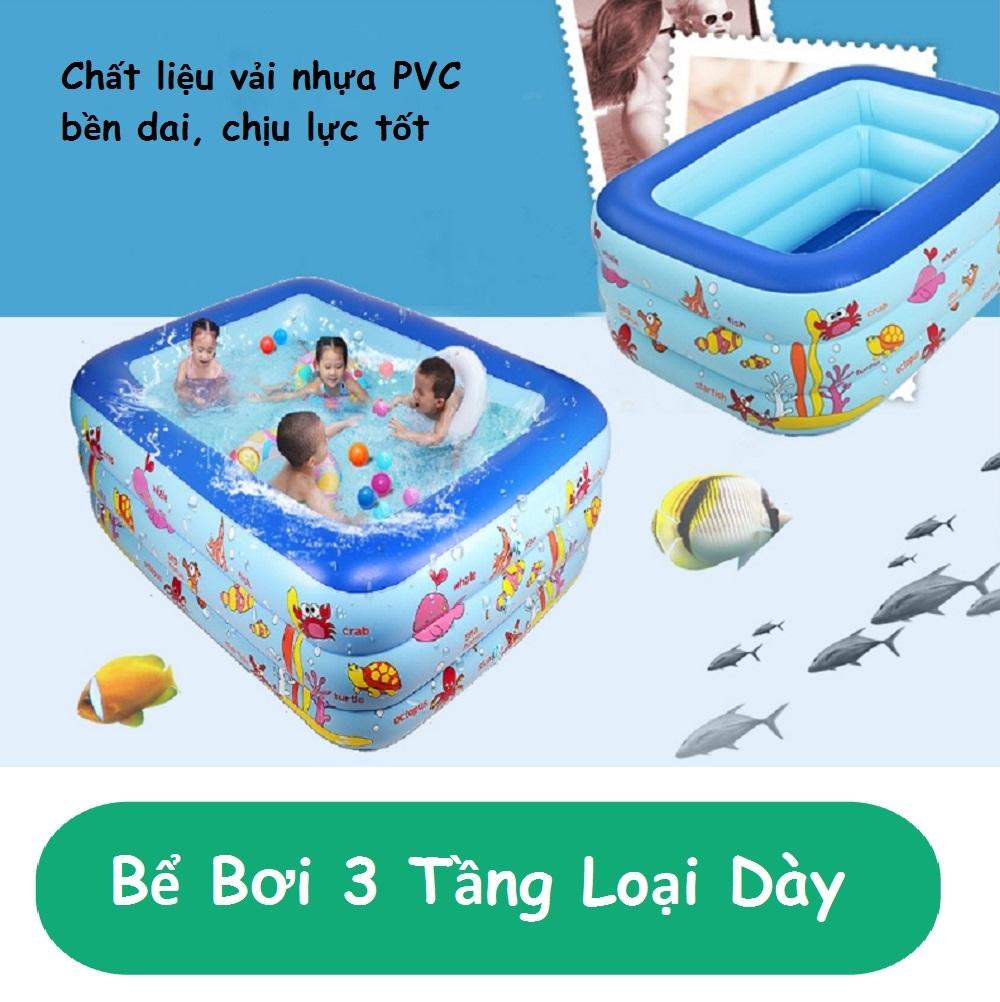 Bể Bơi Phao 3 Tầng Cho Bé Hình Chữ Nhật Đủ Kích Thước , Bể bơi phao cho bé Summer Baby - Hàng Chính Hãng Loại Dày Cao Cấp MAX STAR, Có Đáy Chống Trượt, An Toàn Khi Sử Dụng