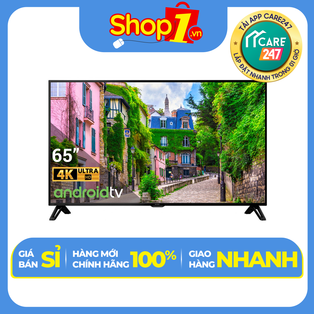 Android Tivi Sharp 4K 65 inch 4T-C65CK1X - Hàng chính hãng - Chỉ giao HCM