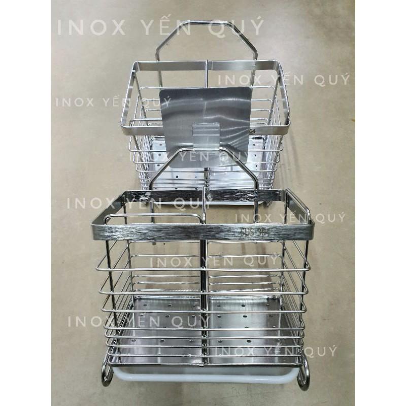 Ống đũa inox 304 đặt bàn có khay nước tặng kèm miếng dán