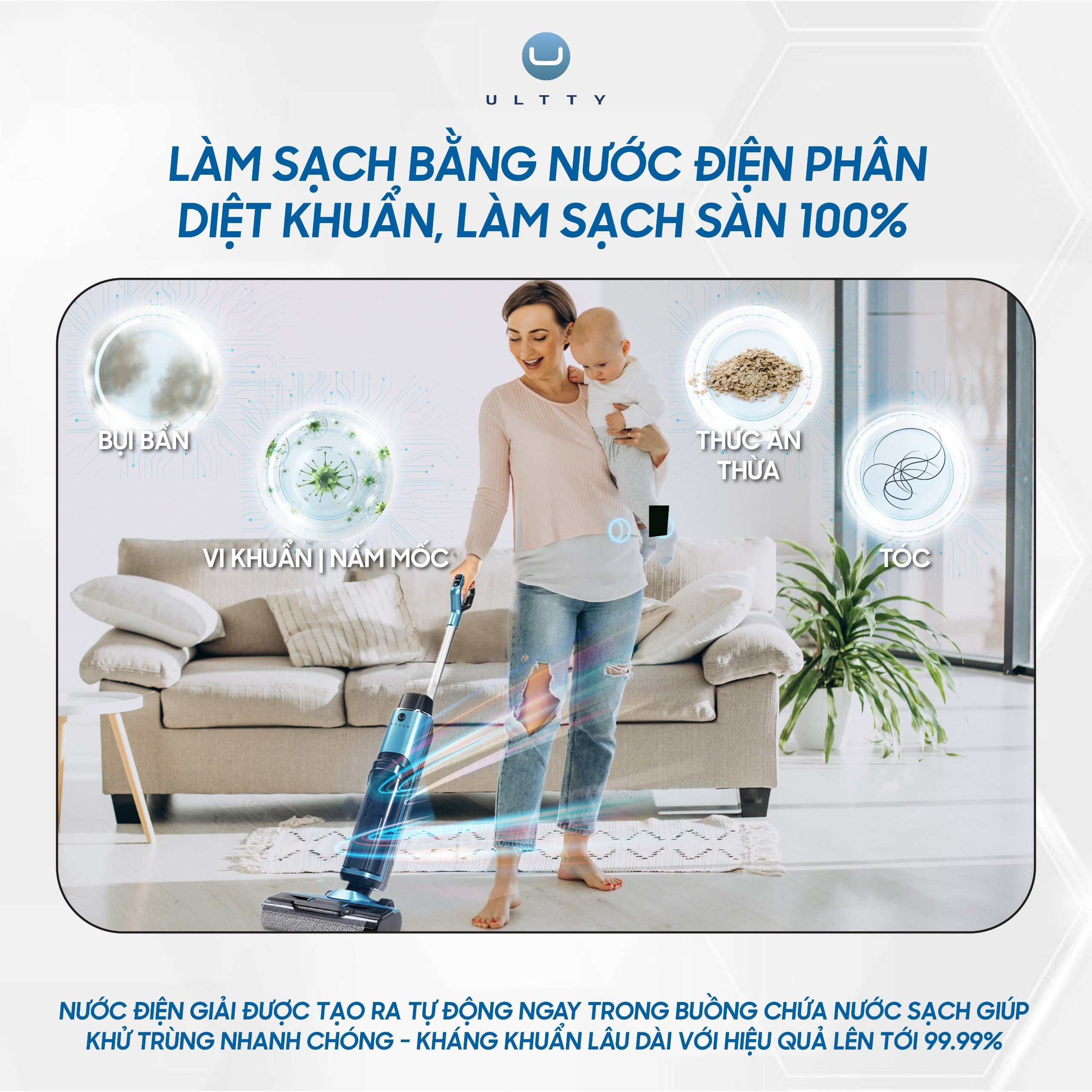 Máy Lau Nhà Hút Bụi Thông Minh U Ultty SCW18 - Hàng chính hãng