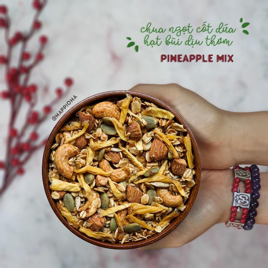 Granola Pineapple Mix HAPPI OHA - Ngũ Cốc Ăn Sáng/Ngũ Cốc Ăn Kiêng Không Đường Tinh Luyện Vị Dứa 240g/400g