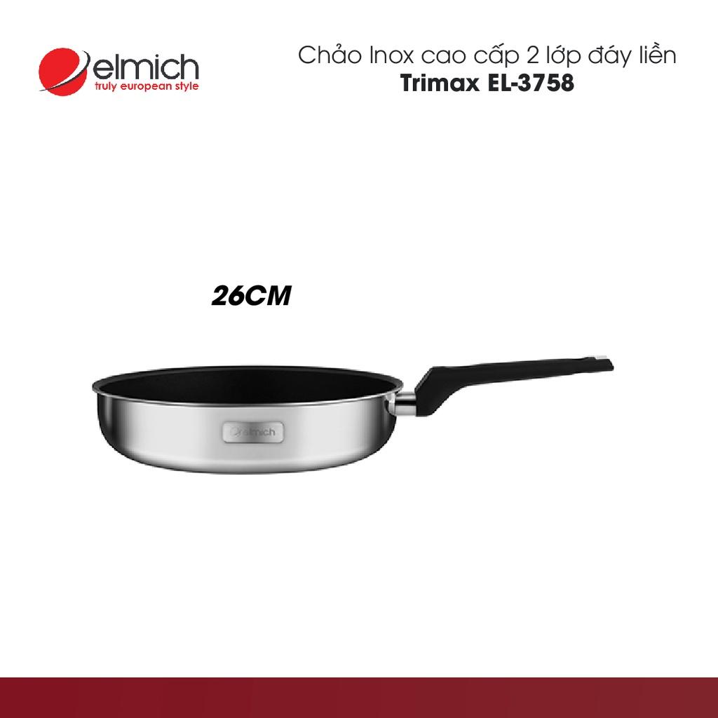 Chảo Inox 2 lớp cao cấp đáy liền Elmich Tri-max XP | EL3756 size 20cm, 24cm, 26cm, 28cm