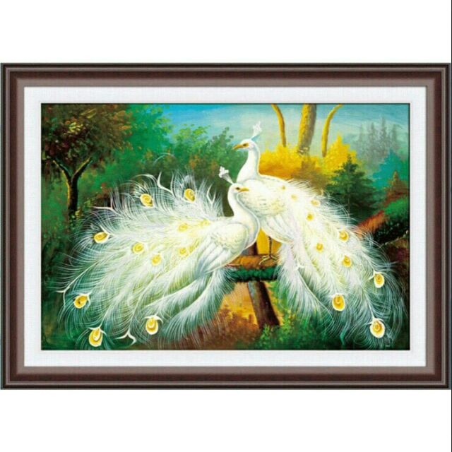 TRANH THÊU CHỮ THẬP ĐÔI CÔNG 66x44CM - TỰ THÊU