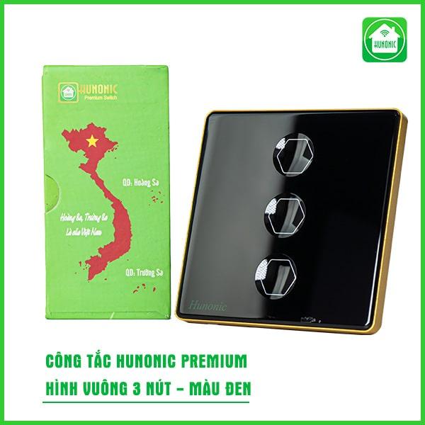 Công Tắc Hunonic Premium Mặt Vuông Viền Vàng Kết Nối Qua Bộ Điều Khiển Trung Tâm Home Server [Hàng Chính Hãng