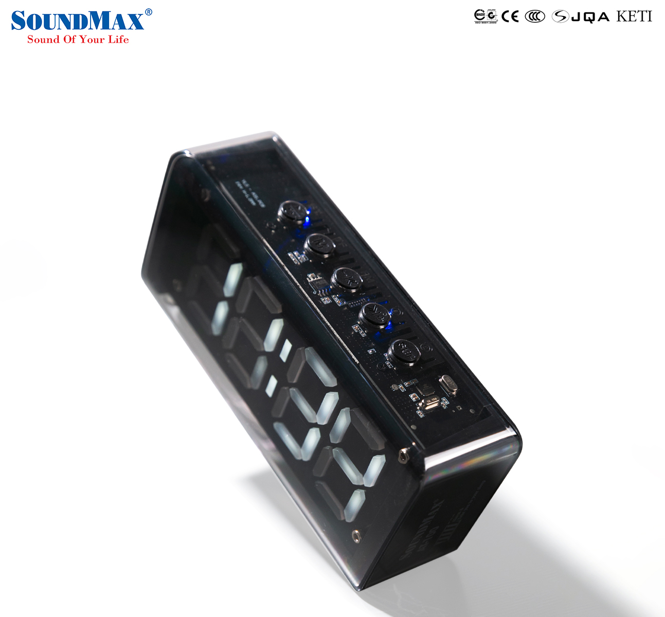 [Hàng Chính Hãng] Loa bluetooth kiêm đồng hồ báo thức SoundMax AT-100 | AT100 với thiết kế hiện đại - Loa nghe nhạc bluetooth - Đồng hồ điện tử trang trí bàn làm việc