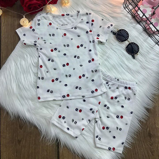 Bộ quần áo cộc tay bé trai chất cotton size 1-5 (giao mẫu ngẫu nhiên)