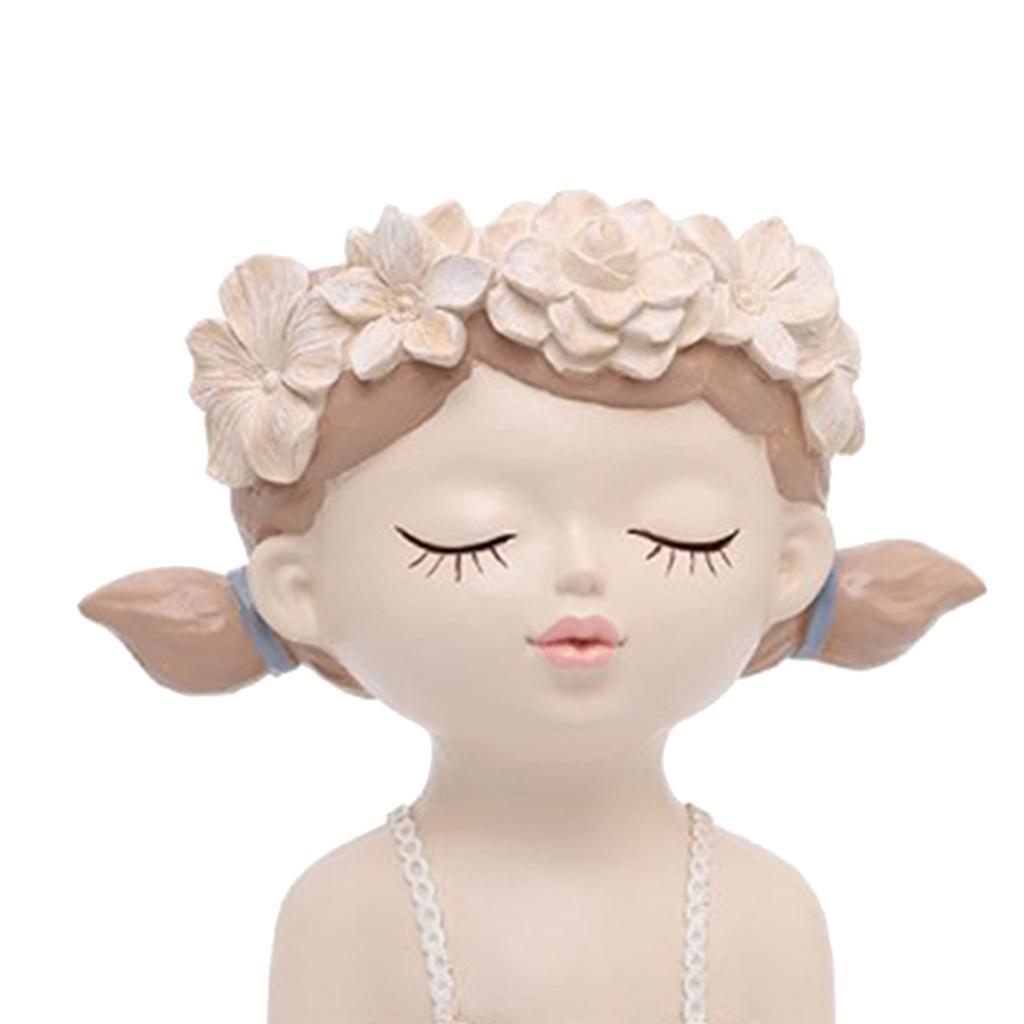 2- Succulent Plant Pot Girl Flower Planter Flowerpot Home