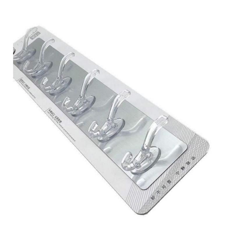 Móc dính tường siêu chắc loại vỉ màu inox bạc xịn 0536