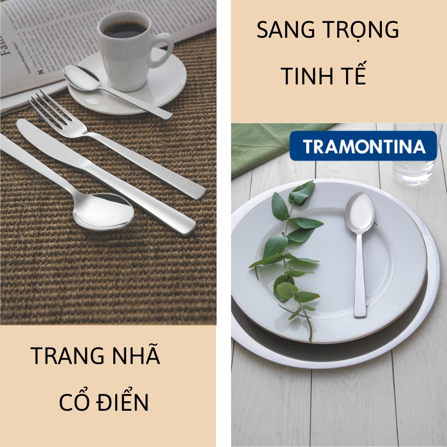 Bộ Dao Thìa Dĩa Bàn Ăn Chất Liệu Thép Không Gỉ Cao Cấp Bền Chắc Dày Dặn Bóng Đẹp An Toàn Thương Hiệu Tramontina Brazil