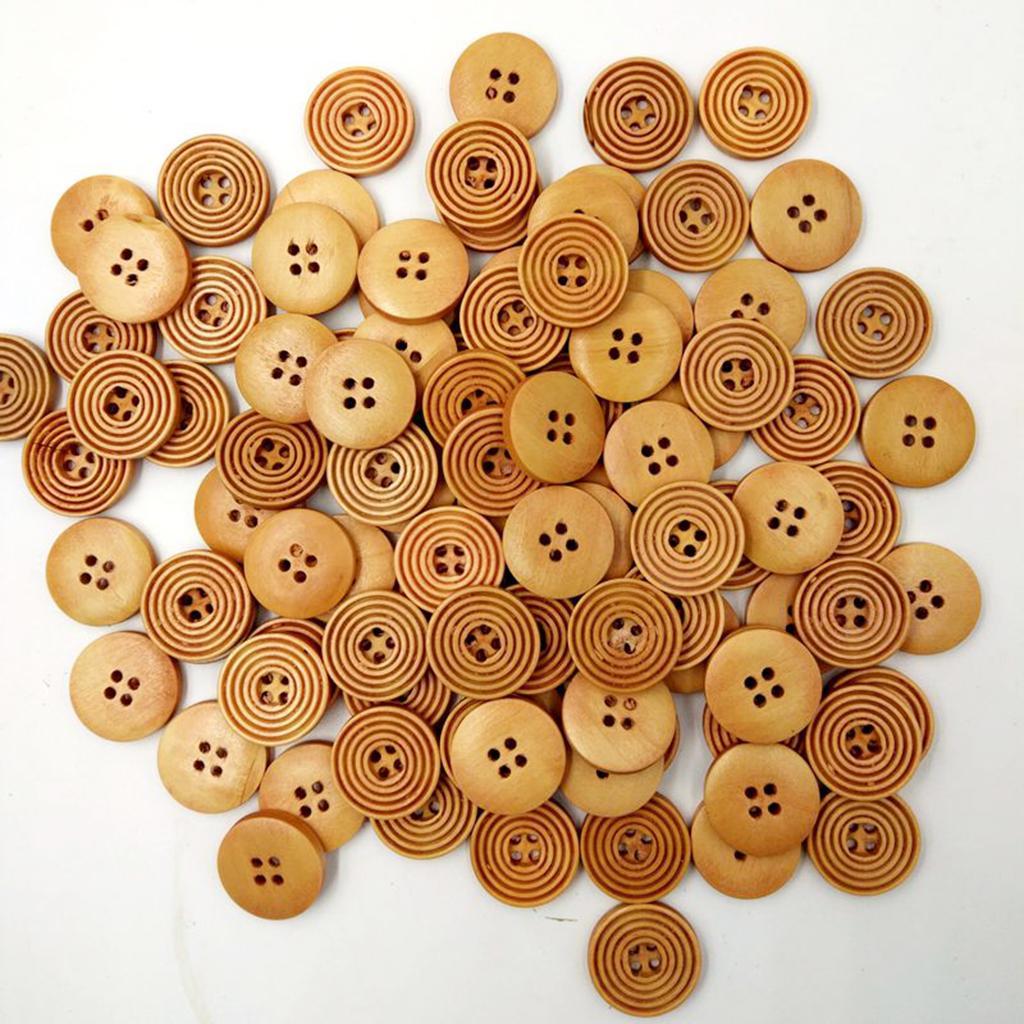 100 Pieces Natural Wood Buttons 20mm Sewing, Embellishments and Other Crafts