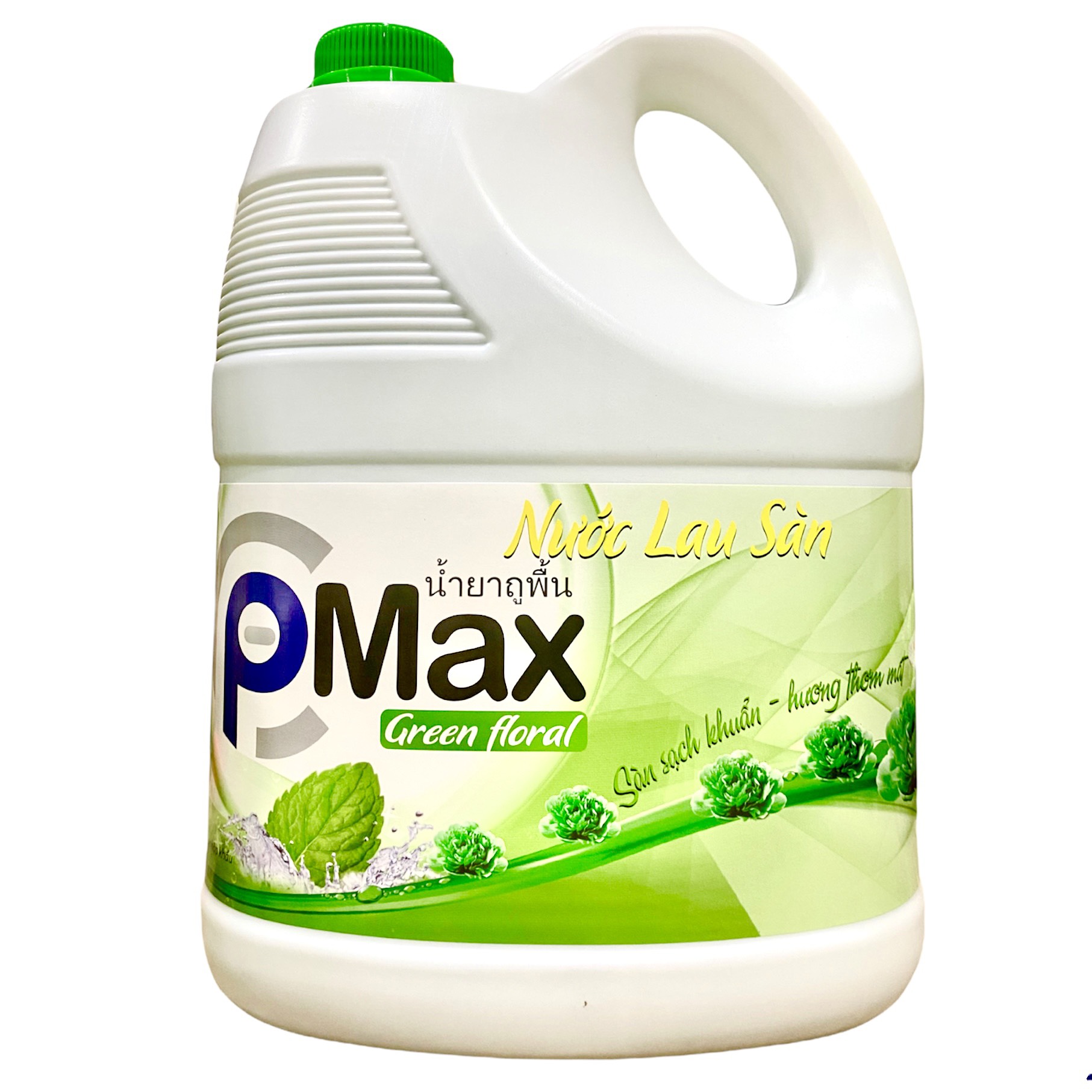 Nước lau sàn P-MAX GREEN FLORAL diệt khuẩn công nghệ Thái Lan loại bỏ các vết bẩn cứng đầu, không làm mất màu gạch men, xua đuổi côn trùng 3600ML