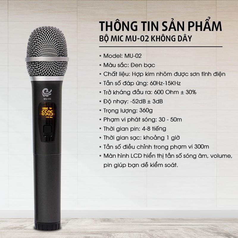 Micro Karaoke Không Dây VietStar MU02D, 2 Tay Mic Chuyên Dành Cho Mọi Loa Kéo, Âm Ly