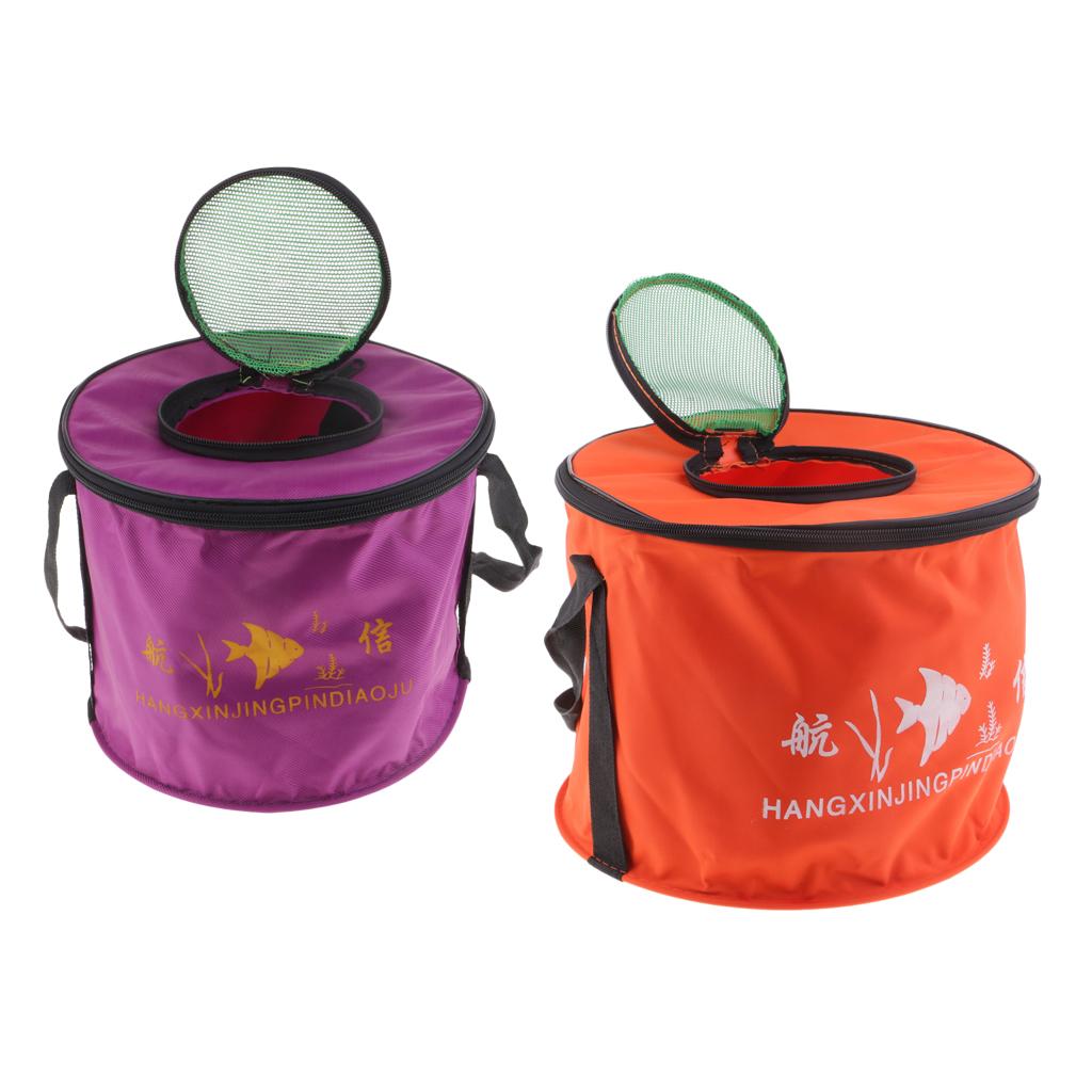 Collapsible Folding Fishing Bucket Outdoor Camping Fish Water Bucket Round S