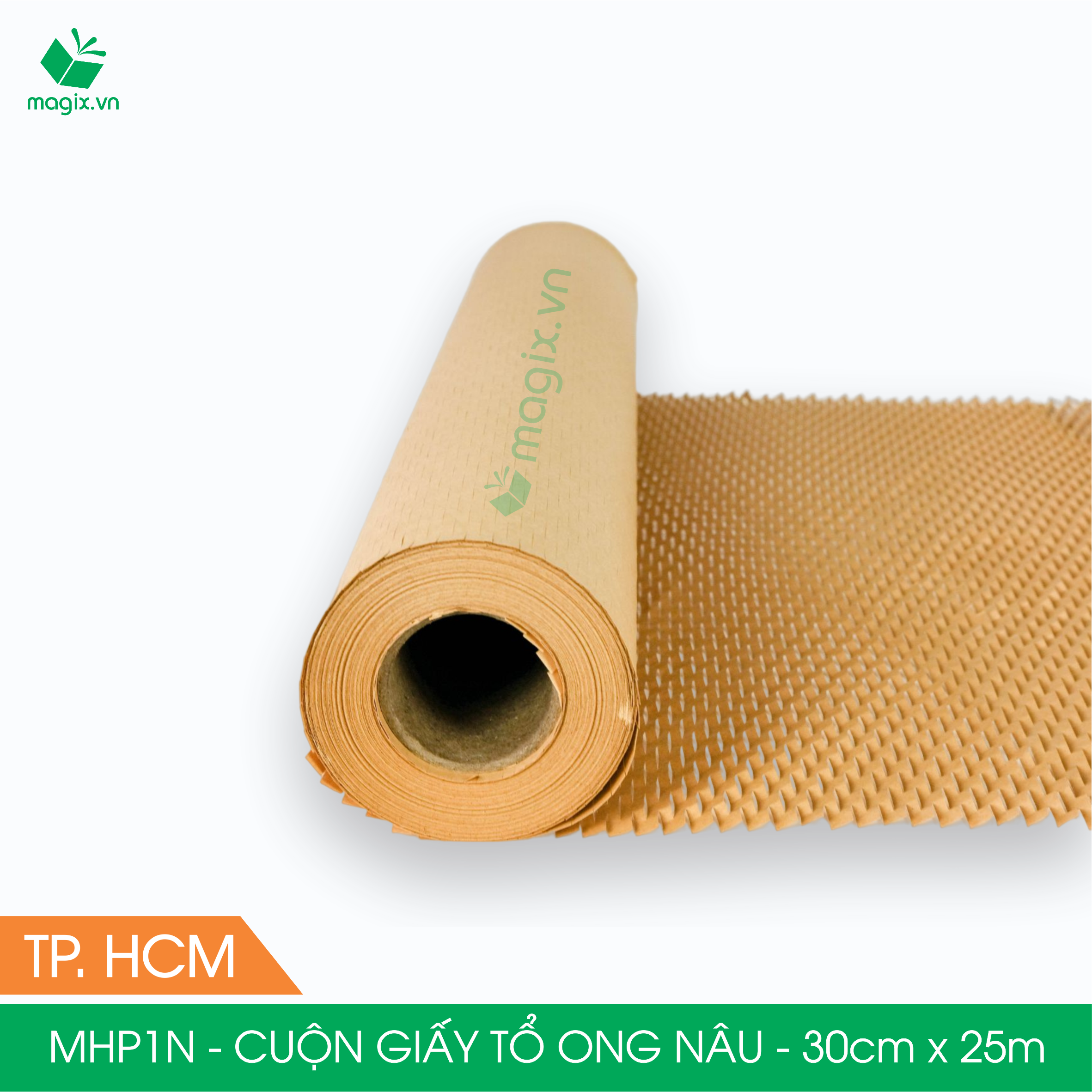 MHP1N - 0.3x25m - CUỘN GIẤY KRAFT TỔ ONG MÀU NÂU CHỐNG SỐC THAY THẾ BÓNG KHÍ XỐP HƠI ĐÓNG HÀNG
