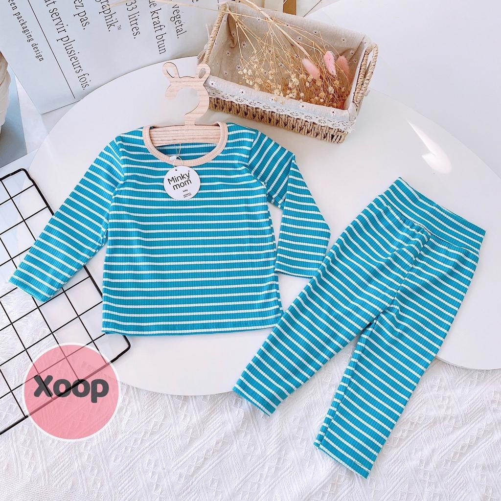 Bộ Dài Tay Kẻ Gân Cạp Cao Hàng Minky Mom Cho Bé Shop Phúc Yến