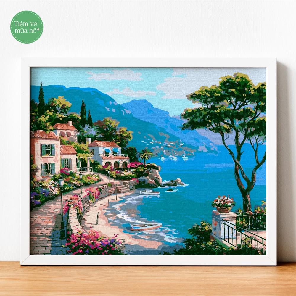 Tranh số hóa  - Bờ biển đầy nắng đã căng khung 40x50cm 28 màu