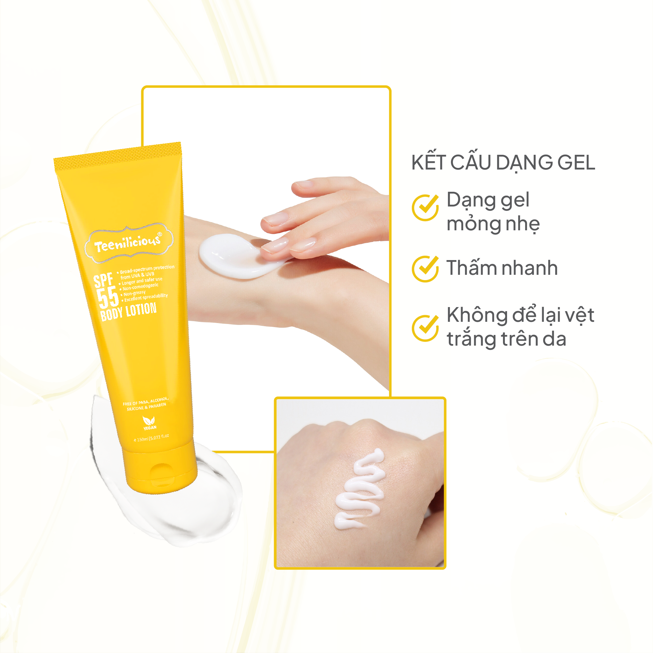 [Mini Size] Sữa Dưỡng Thể Chống Nắng Teenilicious SPF55 Body Lotion 15ml, PA+++, Dành Cho Da Dầu Và Nhạy Cảm